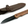 Beavercraft BSH5 - Carbon Steel Compact Bushcraft Knife, Walnut Handle, Leather Sheath