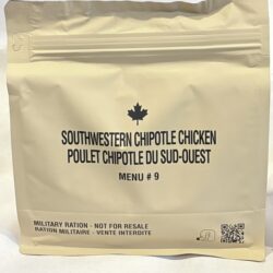 Canadian Forces IMP, MRE, Southwestern Chipolte Chicken Menu #9 IMP21, Unopened