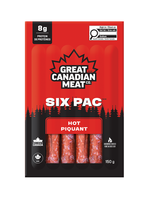 Great Canadian Meat, Pepperoni Stick, Hot, Sixpac, 150g
